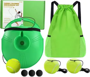 Tennis Trainer Rebounder Set- Portable Solo Practice System with 3 Rebound Balls, Waterproof Backpack & Stable Base,Perfect Tennis Buddy for Adults & Kids,Ideal Tennis Gift
