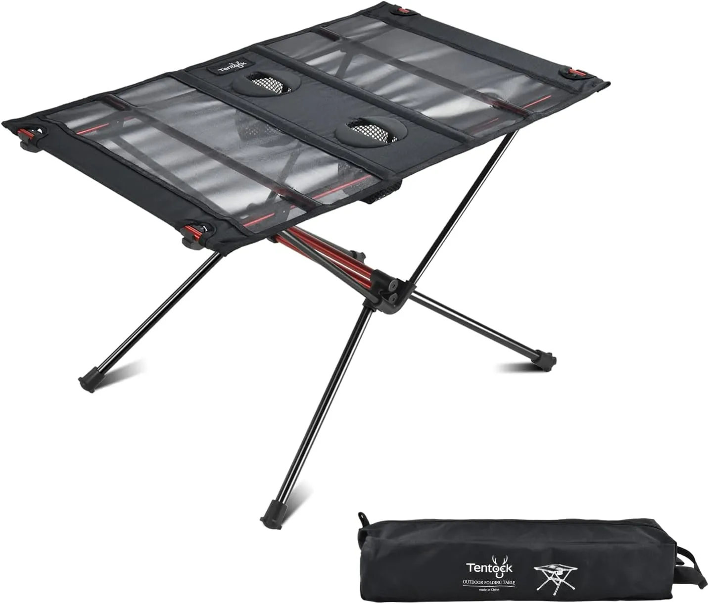 Tentock Camping Table Compact Folding Table Side Table Lightweight Roll-up Table with Cups Holder for Picnic, Camping, BBQ, Outdoor, Hiking (Folding Table)