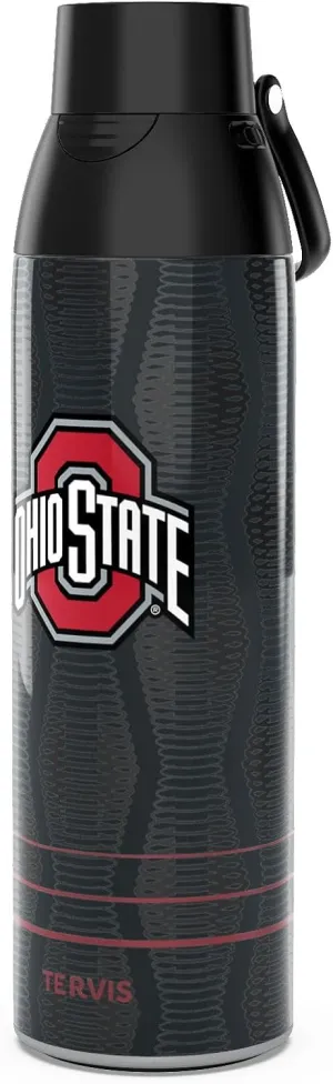 Tervis Venture Water Bottle Ohio State Buckeyes - Full Speed Triple Walled Insulated Tumbler Travel Cup Keeps Drinks Cold & Hot, 26oz, Stainless Steel