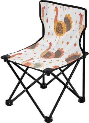 Thanksgiving Maple Leaf Turkey Portable Outdoor Folding Chair Anti-Slip Padded Oxford Cloth Stool Camping Chair Small for Beach Hiking Fishing Gardening Quad Camp Chair