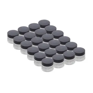 The Bottle Depot - 24 Pack - 1 oz Glass Jars with Black Lids - Clear - 48-400 Neck Finish - UV Rays Protection