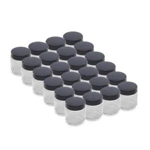 The Bottle Depot - 24 Pack - 4 oz Glass Jars with Black Lids - Clear - 58-400 Neck Finish - UV Rays Protection