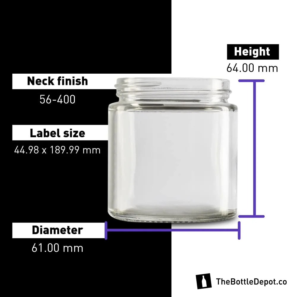 The Bottle Depot - 24 Pack - 4 oz Glass Jars with Black Lids - Clear - 58-400 Neck Finish - UV Rays Protection