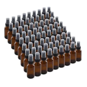 The Bottle Depot - 72 Pack - 1 oz Glass Spray Bottle - Clear Amber - 20-400 Neck Finish - Boston Round Bottles - UV Rays Protection