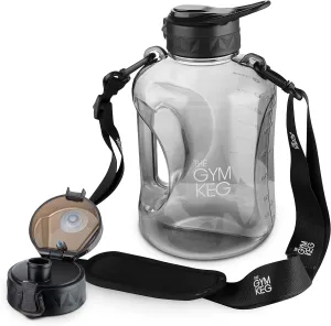 THE GYM KEG 74oz Half Gallon Water Bottle | Gym Bottle with Straw Lid, Carry Strap & Motivational Time Markings