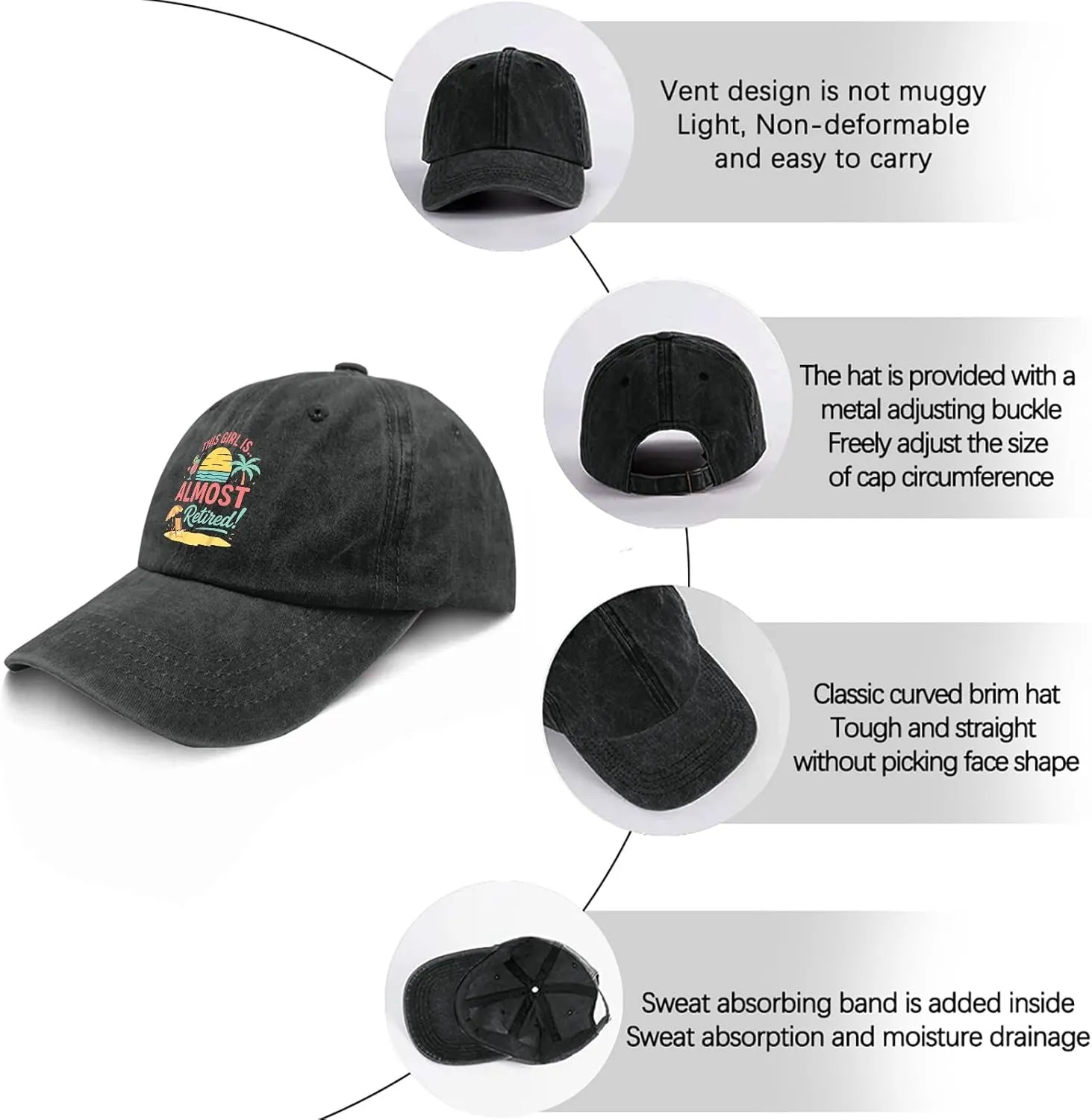 This Girl is Almost Retired Hat for Women Classic Washed Distressed Baseball