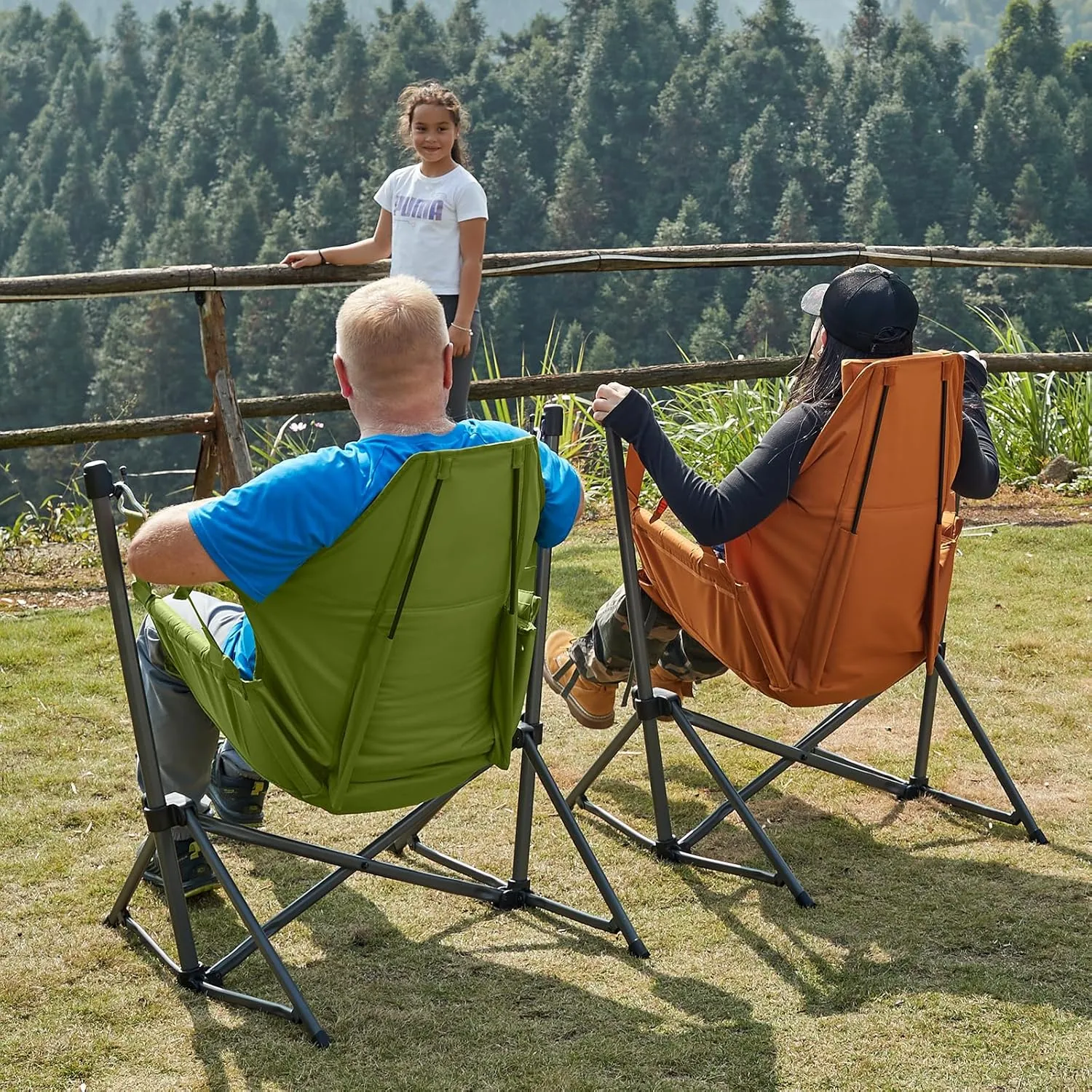 TIMBER RIDGE Hammock Camping Chair with Adjustable Backrest, Heavy Duty Folding Hammock Chair Supports 300lbs, Portable Hammock Chair for Camping, Travelling and Patio, Green 2 Pack