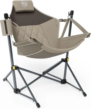 TIMBER RIDGE Hammock Camping Chair with Adjustable Backrest, Heavy Duty Folding Hammock Chair Supports 300lbs, Portable Hammock Chair for Camping, Travelling and Patio, Tan