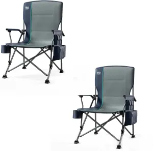 TIMBER RIDGE Oversized Folding Camping Chair High Back Heavy Duty for Adults Support up to 500lbs with Cup Holder, Side Pocket Cooler Bag 2 Pack