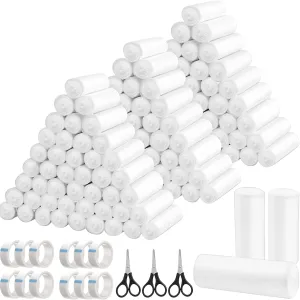 Timgle 120 Pack Gauze Rolls Bandages Set 4 in x 4.1 Yards Stretch Bandage White Rolled Breathable Gauze Wrap with 12 Non Woven Tape and 3 Black Scissors for Wound Care First Aid Supplies