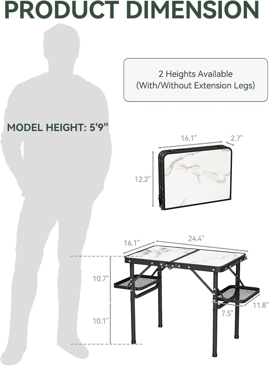 Titanker Portable Folding Camping Table, for Camping, Picnic, Beach, Patio