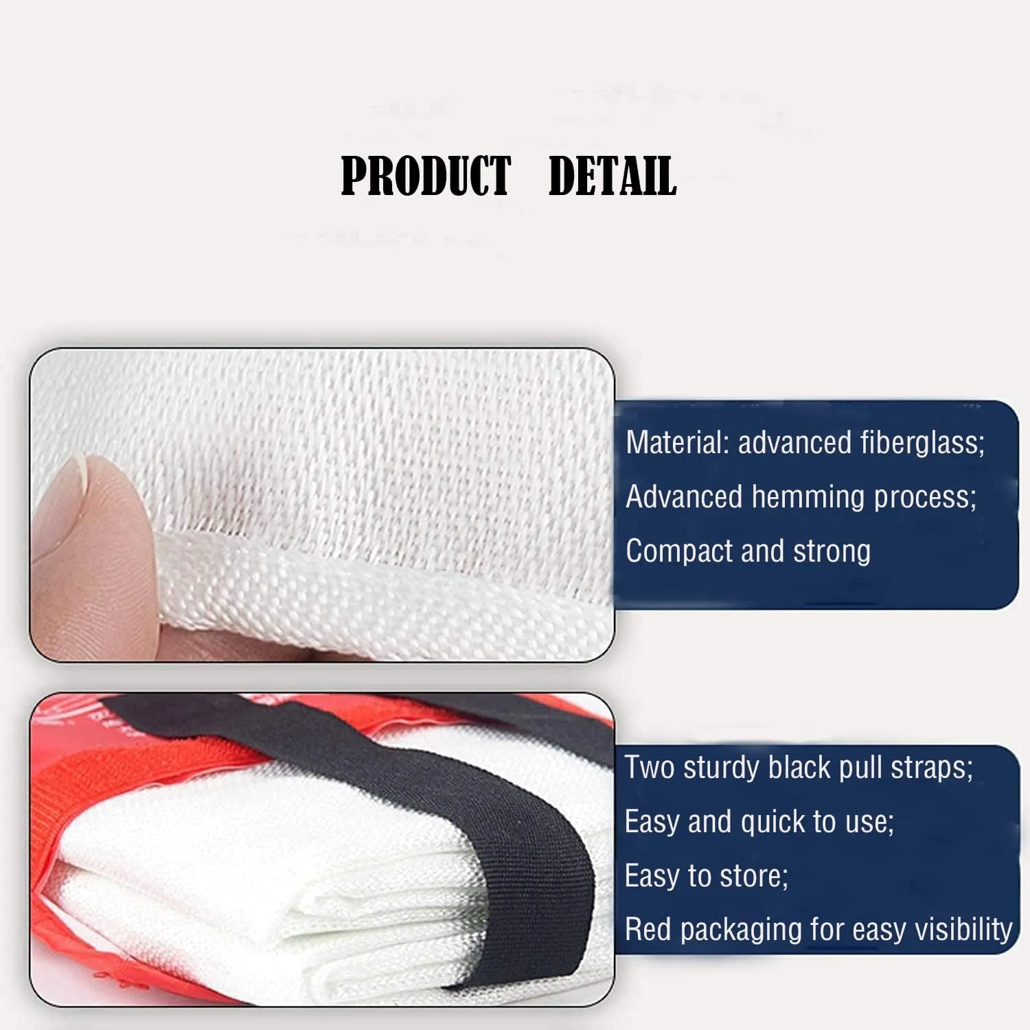 TONYKO Fiberglass Fire Blanket for Emergency Surival, Flame Retardant Protection and Heat Insulation with Various Sizes