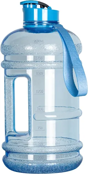 TOOFEEL 2.2 Liters Gym Big Sports Water Bottles for Men - Reusable BPA Free Plastic Clear Water Jug - Unique Water Bottles, Comfurtable to Touch and Easy to Clearn - Transparent Light Blue