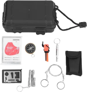 Topyond Outdoor Survival Tool Kit, Multi-Functional Wilderness Survival Box, Portable First Aid Box for Outdoor Camping, Mountaineering, Skiing, Survival Gear and Supplies