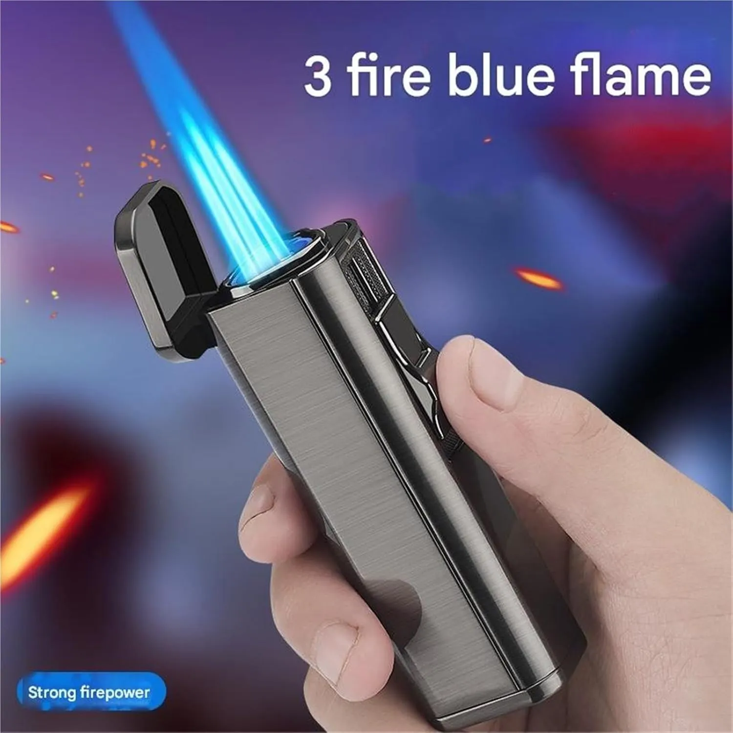 Torch Lighter, 3 Jet Flame Torch Lighter, Refillable Butane Lighter Windproof Lighter, Indoor, Outdoor Camping Cigar Lighter(B)