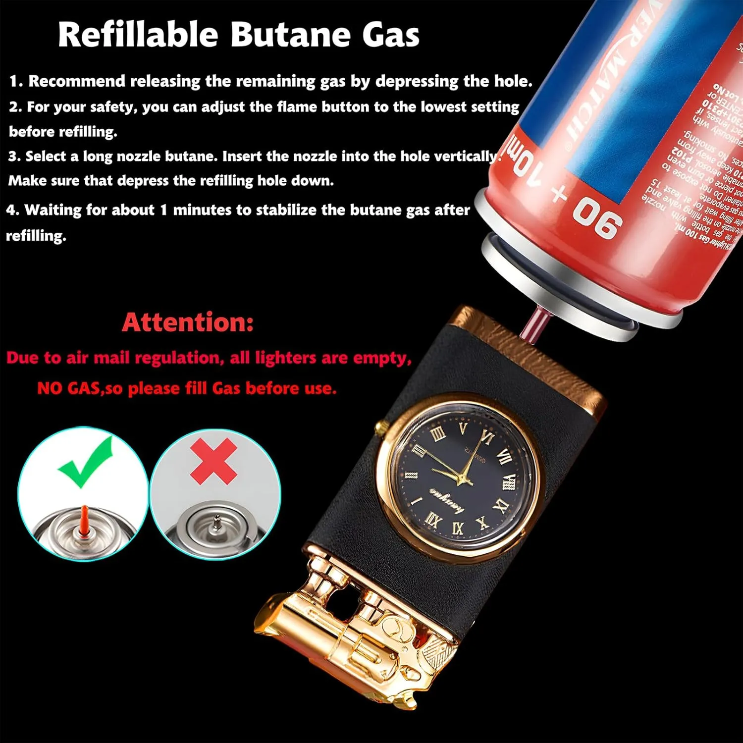 Torch Lighter, Gold Magic Dual Flame Lighter with Fashion Design, Creative Adjustable Flame Windproof Lighter, Cool Jet Flame Lighter Refillable Butane for Gifts Outdoor (Without Butane)-Cool B