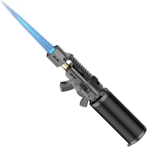 Torch Lighter - Jet Flame Butane Lighters, Windproof, Reusable, Flame Adjustable, Cool Lighter with Flame Safety Lock for Kitchen, Outdoor, Camping, BBQ.(Gas Not Include)