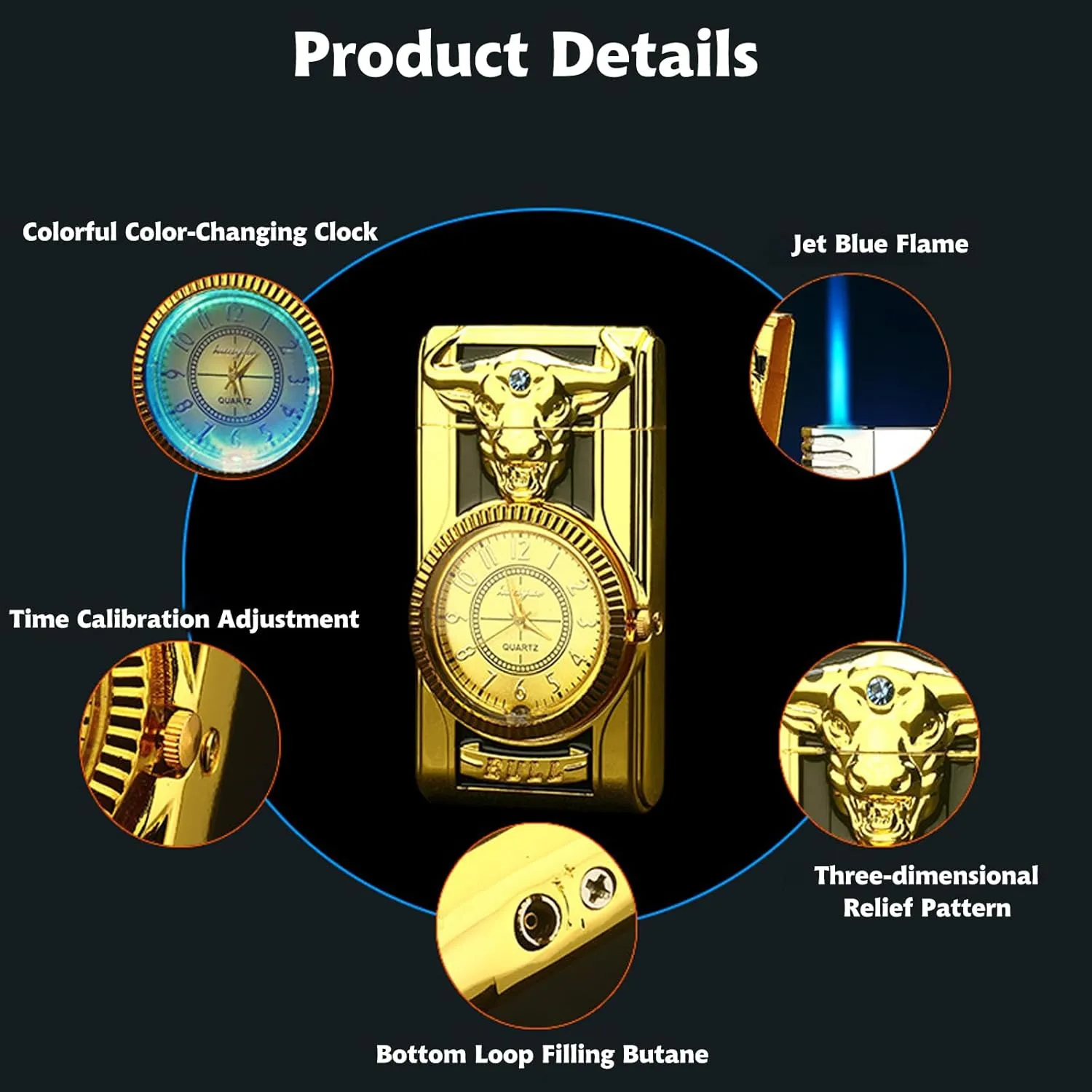 Torch Lighter, Jet Flame Butane Lighters,Relief Embossed Dragon Design Refillable Gas Lighter,Adjustable Windproof Flame Lighter for Indoor,Outdoor,Gifts Family Use(Without Butane) (Sports-Car)