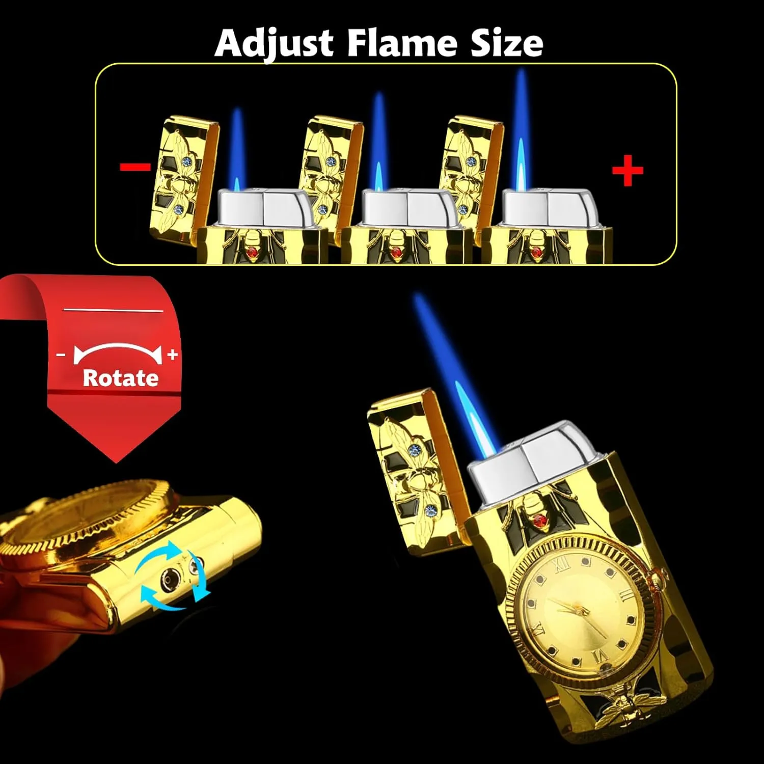 Torch Lighter, Jet Flame Butane Lighters,Relief Embossed Dragon Design Refillable Gas Lighter,Adjustable Windproof Flame Lighter for Indoor,Outdoor,Gifts Family Use(Without Butane) (Sports-Car)