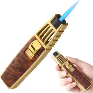 Torch Lighter, Windproof Butane Refillable Gas Long Lighter (Gold & Red)
