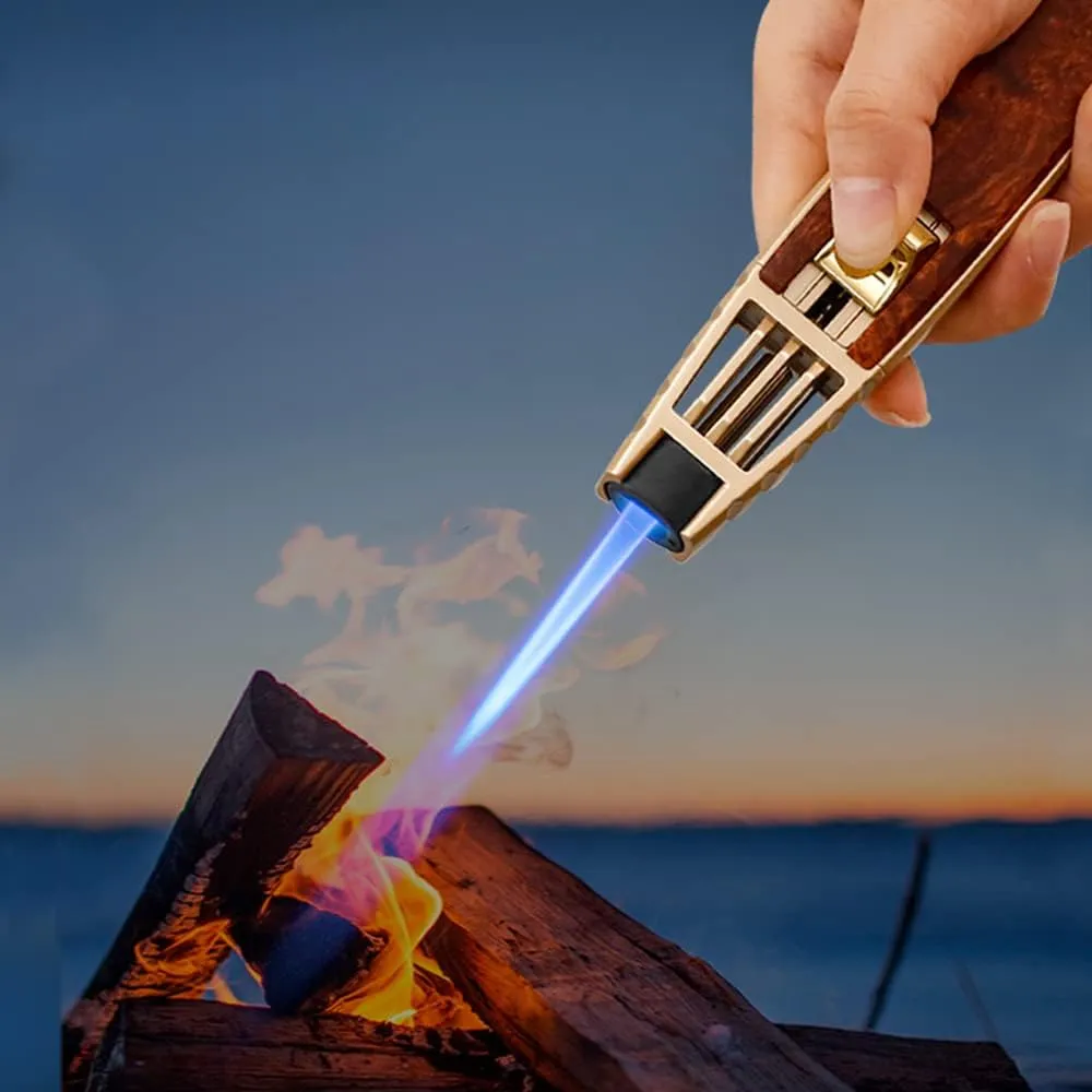 Torch Lighter, Windproof Butane Refillable Gas Long Lighter (Gold & Red)