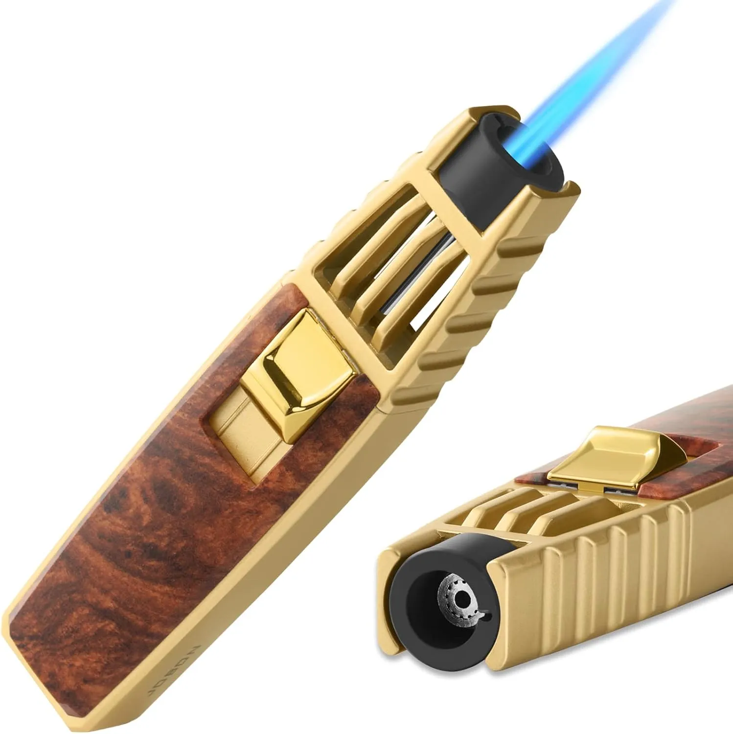 Torch Lighter, Windproof Butane Refillable Gas Long Lighter (Gold & Red)