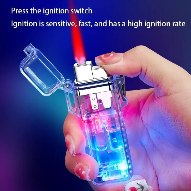 Torch Lighter, Windproof Red Flame Lighter, Waterproof Lighter, Refillable Butane Adjustable Flame Lighter for Outdoor, Candle, Camping(A)