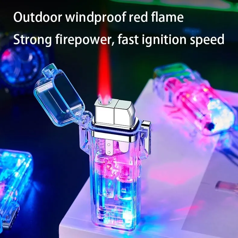 Torch Lighter, Windproof Red Flame Lighter, Waterproof Lighter, Refillable Butane Adjustable Flame Lighter for Outdoor, Candle, Camping(A)