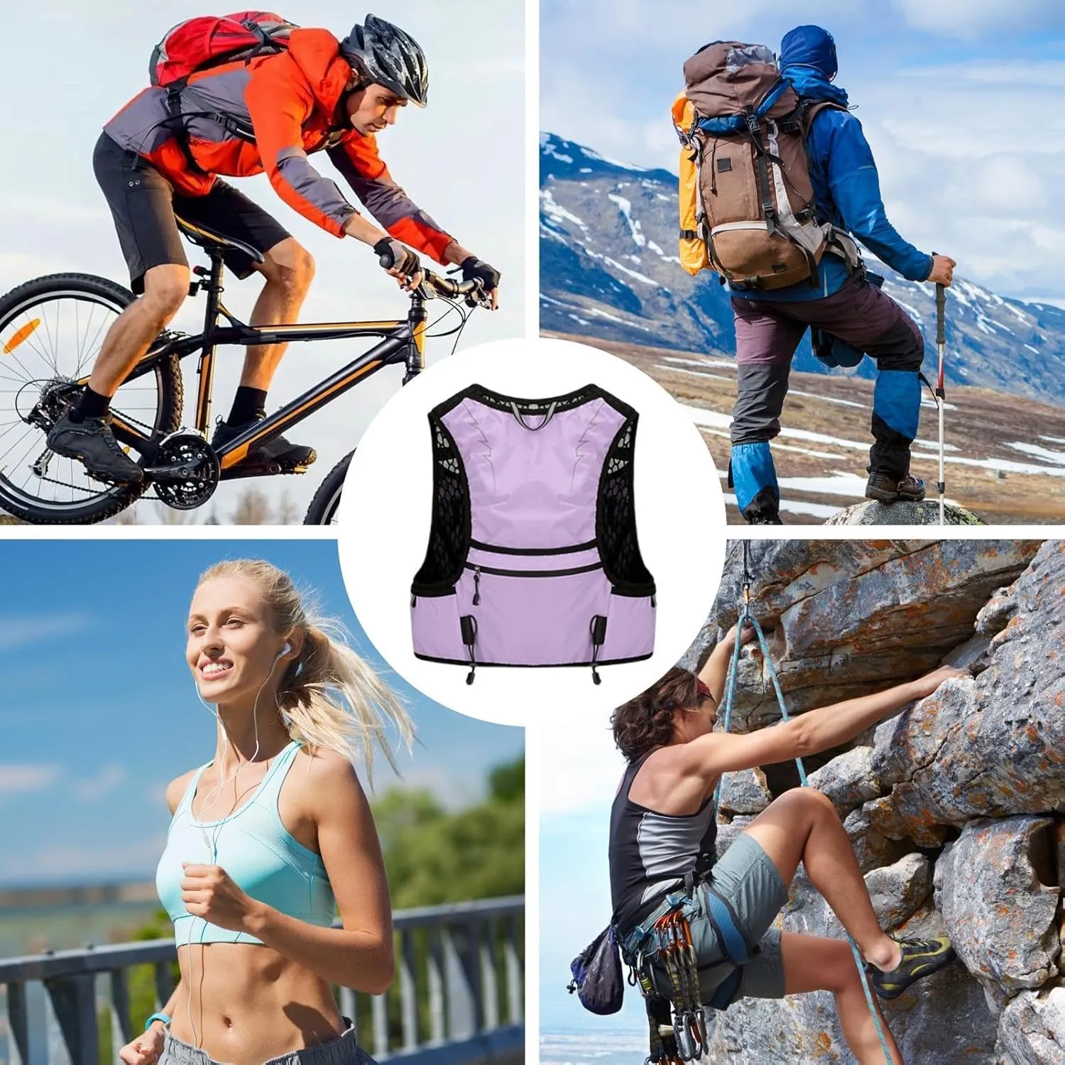 Trail Running Backpack - Leakproof Hydration Bladder Daypack | Lightweight Insulated Pack Vest for Men Women Running Hydration Pack Breathable for Hiking Trail Running