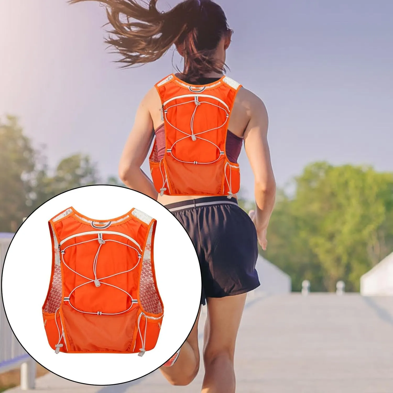 Trail Running Backpack,Water Bladder Bag Leakproof Hydration Bladder Daypack | Reflective Stripes Running Hydration Vest for Men Women Lightweight Insulated Pack