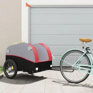 Transport Heavy Loads Easily with Sturdy Bike Trailer, Iron Frame, High Capacity, Black and Red