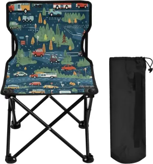 Transportation Portable Outdoor Folding Chair Anti-Slip Padded Oxford Cloth Stool Camping Chair Small for Beach Hiking Fishing Gardening Quad Camp Chair