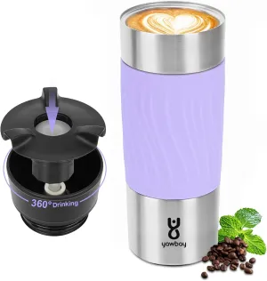 Travel Coffee Mug Spill Proof,17 Oz Travel Mug with 360°Drinking Lid,Double Wall Vacuum Insulated Coffee Travel Mug Stainless Steel Thermal Coffee Thermos Mugs for Hot and Cold Drinks(Light Purple)