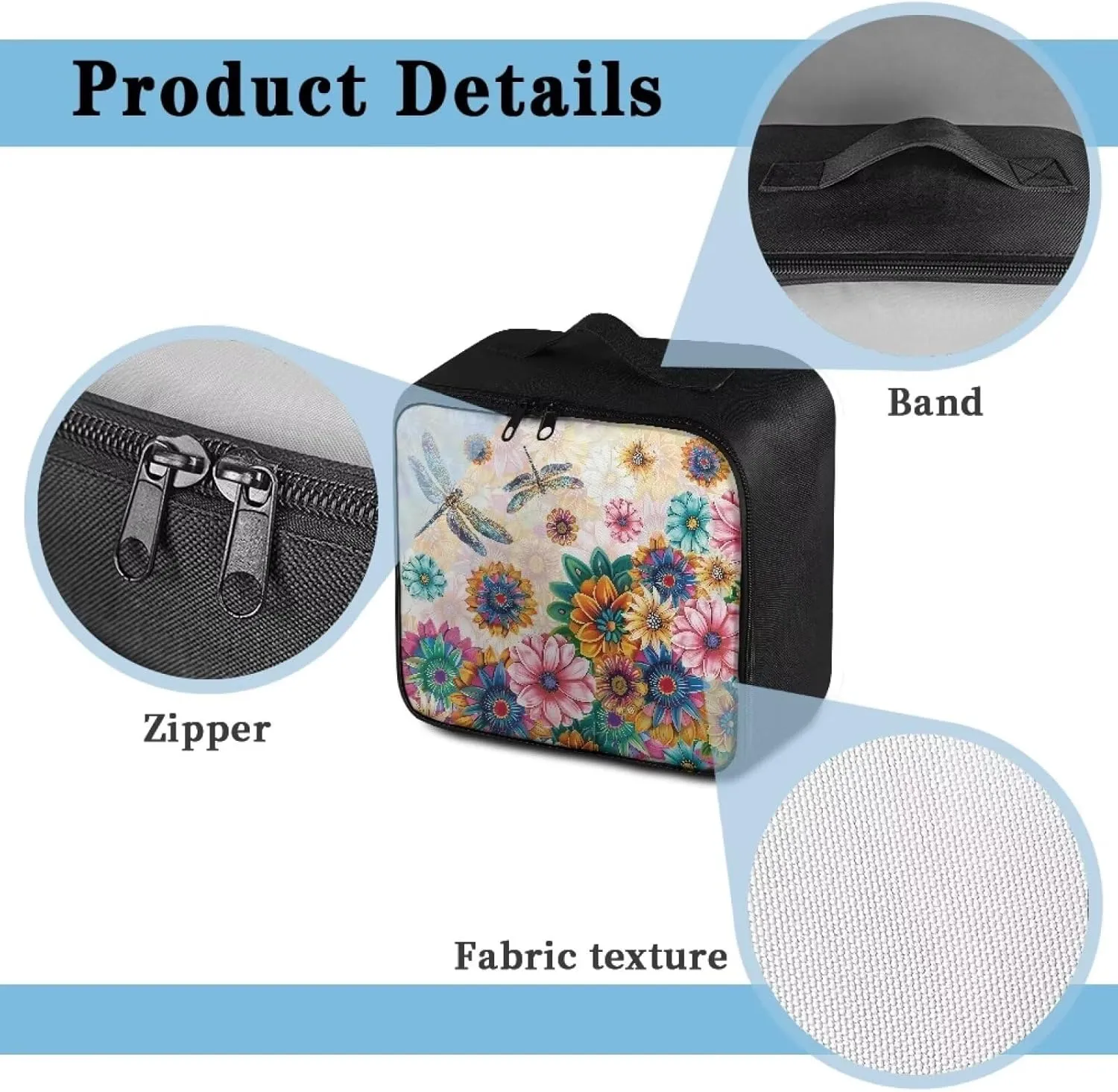 Travel Size First Aid Bag Empty Dragonfly Flowers Medical Bag Empty Medium First Aid Pouch Portable Medical Bag First Aid Pouch for School Car Outdoor Camping Hiking Travel