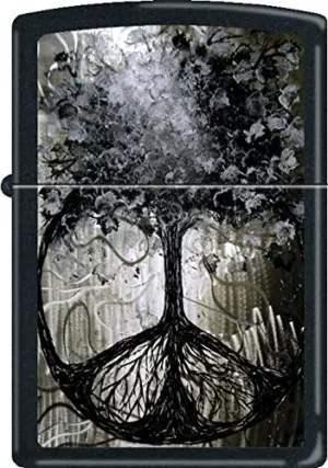 Tree of Peace Black Matte Zippo Refillable Windproof Lighter