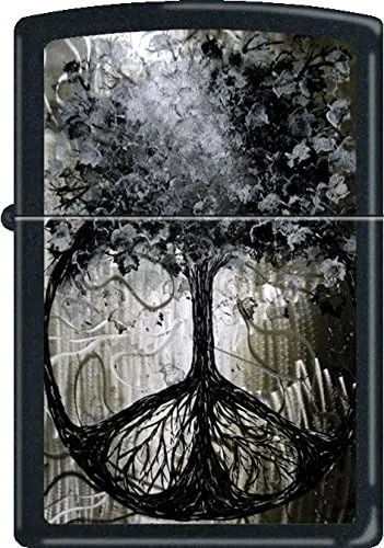 Tree of Peace Black Matte Zippo Refillable Windproof Lighter