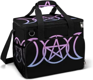 Triple Moon Pentagram Goddess Wican Art Cooler Bag, Collapsible Soft Sided Cooler, Large Leakproof Camping Cooler, Portable Travel Cooler for Camping, Road Trips