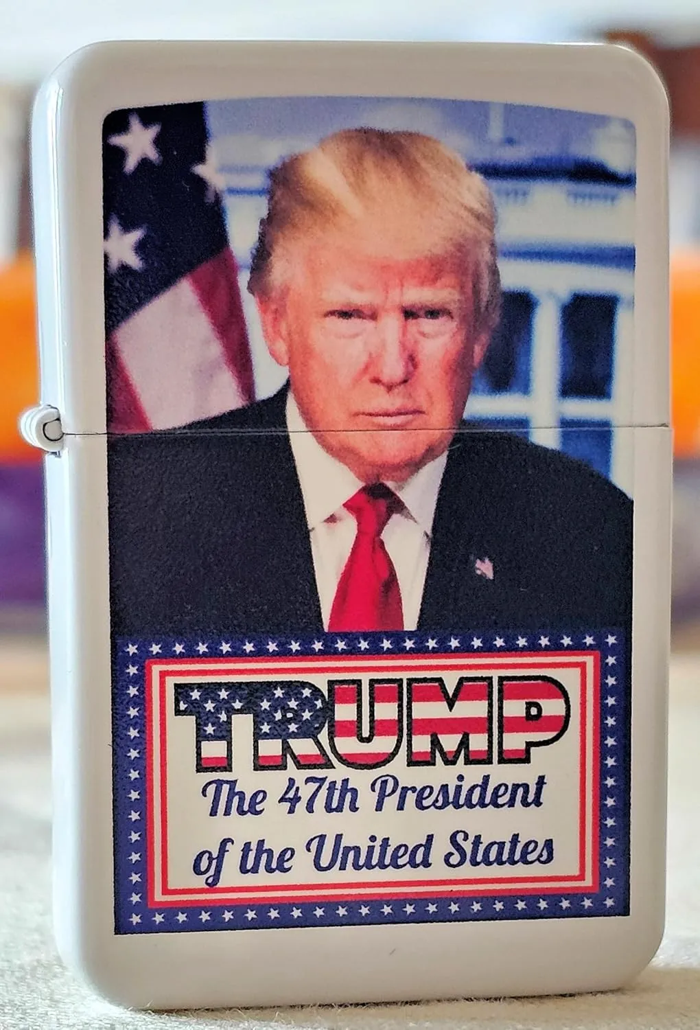 Trump 47th President of The United States Windproof Lighter - Compatible with Zippo Lighter Fluid (White Matte)
