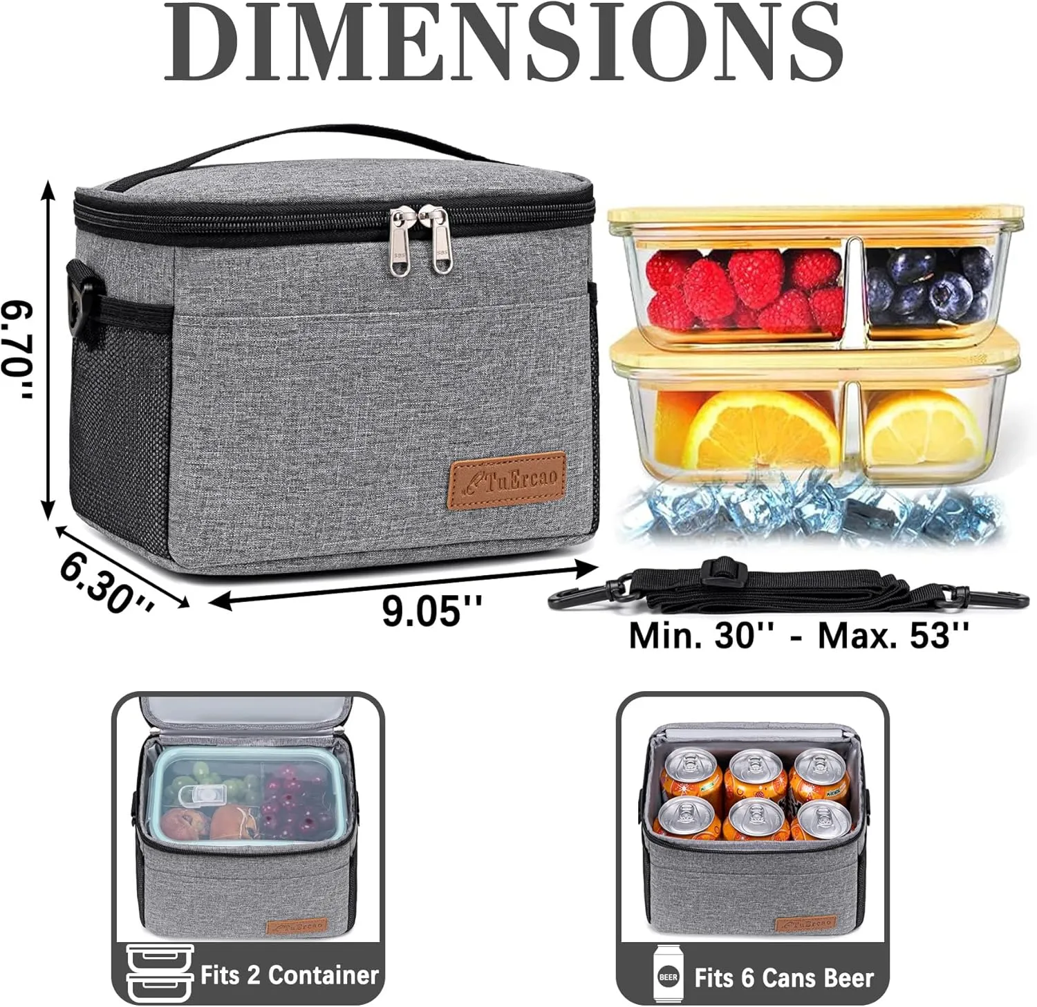 TuErcao 6 Can Mini Soft Cooler Bag for Beach Camping Travel Picnic Road Trip Leakproof Small Ice Chest, Insulated Cooler Lunch Box for Men Work