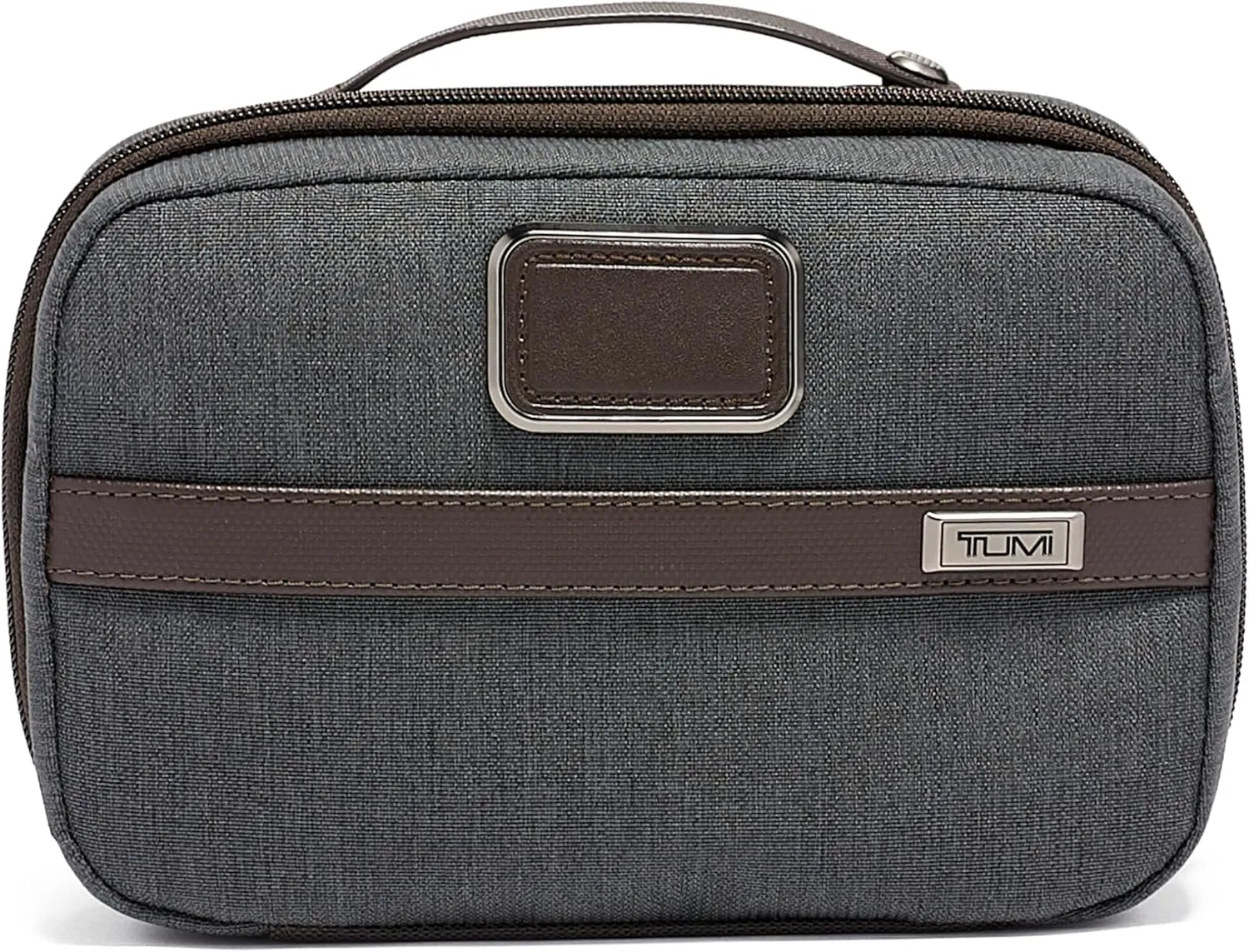 TUMI Alpha Split Travel Kit - Compact Toiletry Bag for Men & Women - Features Removable Leather Handle & 3 Zip Pockets