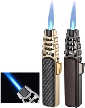 Turbine Torcher Lighter- Solar Torch Butane Lighters,Inflatable Gas Waterproof Windproof Jet Torch Lighter for Candle Camping BBQ Kitchen Windproof - Butane Not Included (A B - 2PCS)
