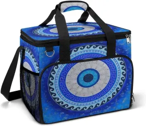 Turkish Evil Eye Mandala Greek Cooler Bag, Collapsible Soft Sided Cooler, Large Leakproof Camping Cooler, Portable Travel Cooler for Camping, Road Trips
