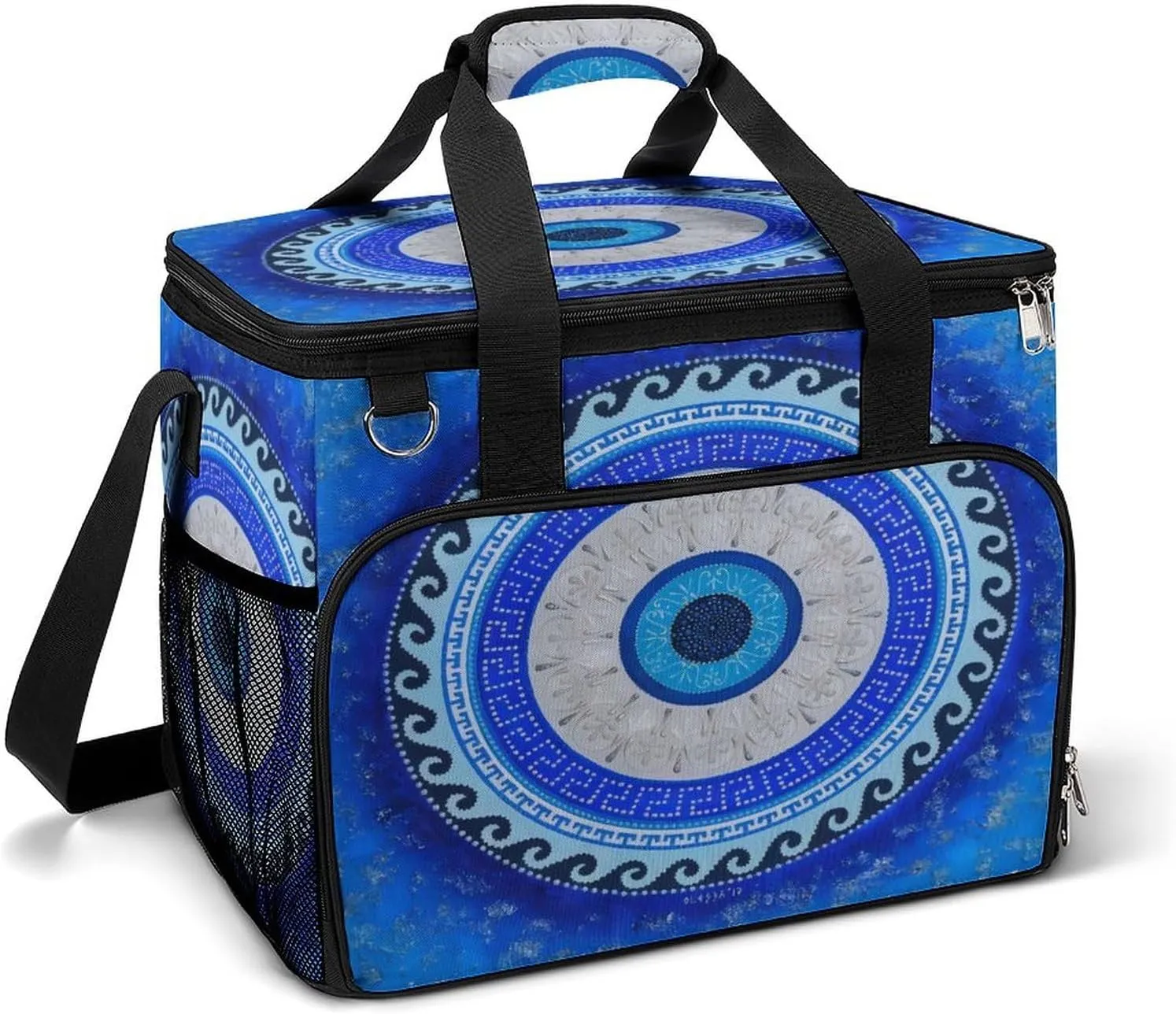 Turkish Evil Eye Mandala Greek Cooler Bag, Collapsible Soft Sided Cooler, Large Leakproof Camping Cooler, Portable Travel Cooler for Camping, Road Trips