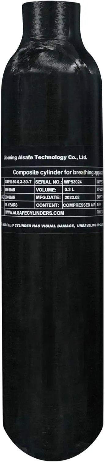 TUXING 4500Psi Pcp Air Tank 0.3L 18Cu in 300cc Carbon Fiber HPA Tank,Gas Cylinder,Paintball Hunting for PCP Air Rifle Gun Daystate and FX Thread M18 * 1.5