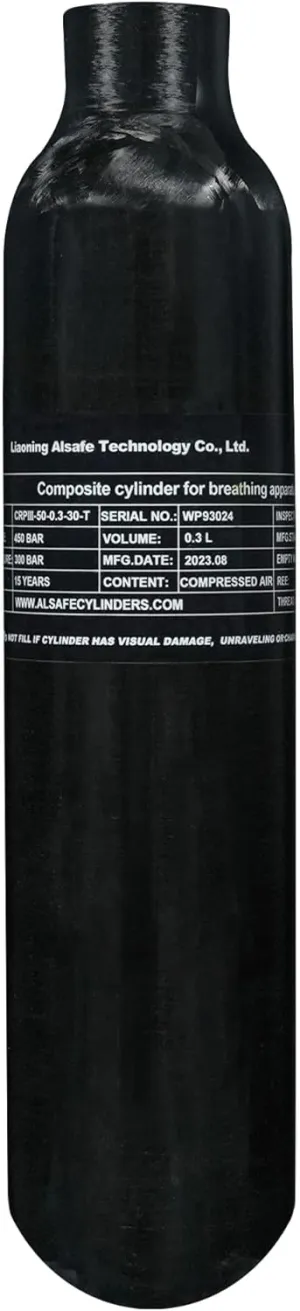 TUXING 4500Psi Pcp Air Tank 0.3L 18Cu in 300cc Carbon Fiber HPA Tank,Gas Cylinder,Paintball Hunting for PCP Air Rifle Gun Daystate and FX Thread M18 * 1.5