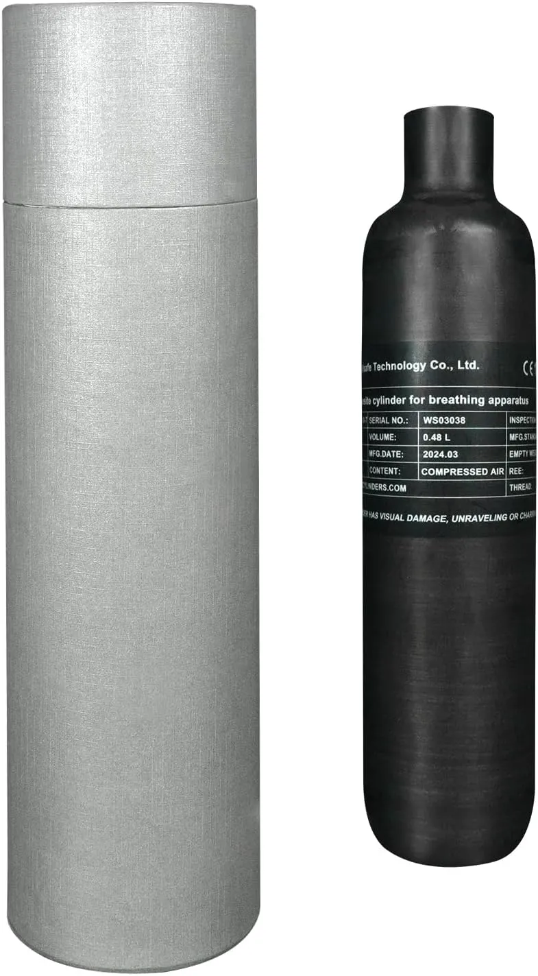 TUXING 4500Psi Pcp Air Tank 0.48L 29Cu in 480cc Carbon Fiber HPA Tank,Gas Cylinder,Paintball Hunting for PCP Air Rifle Gun Daystate and FX Thread M18 * 1.5