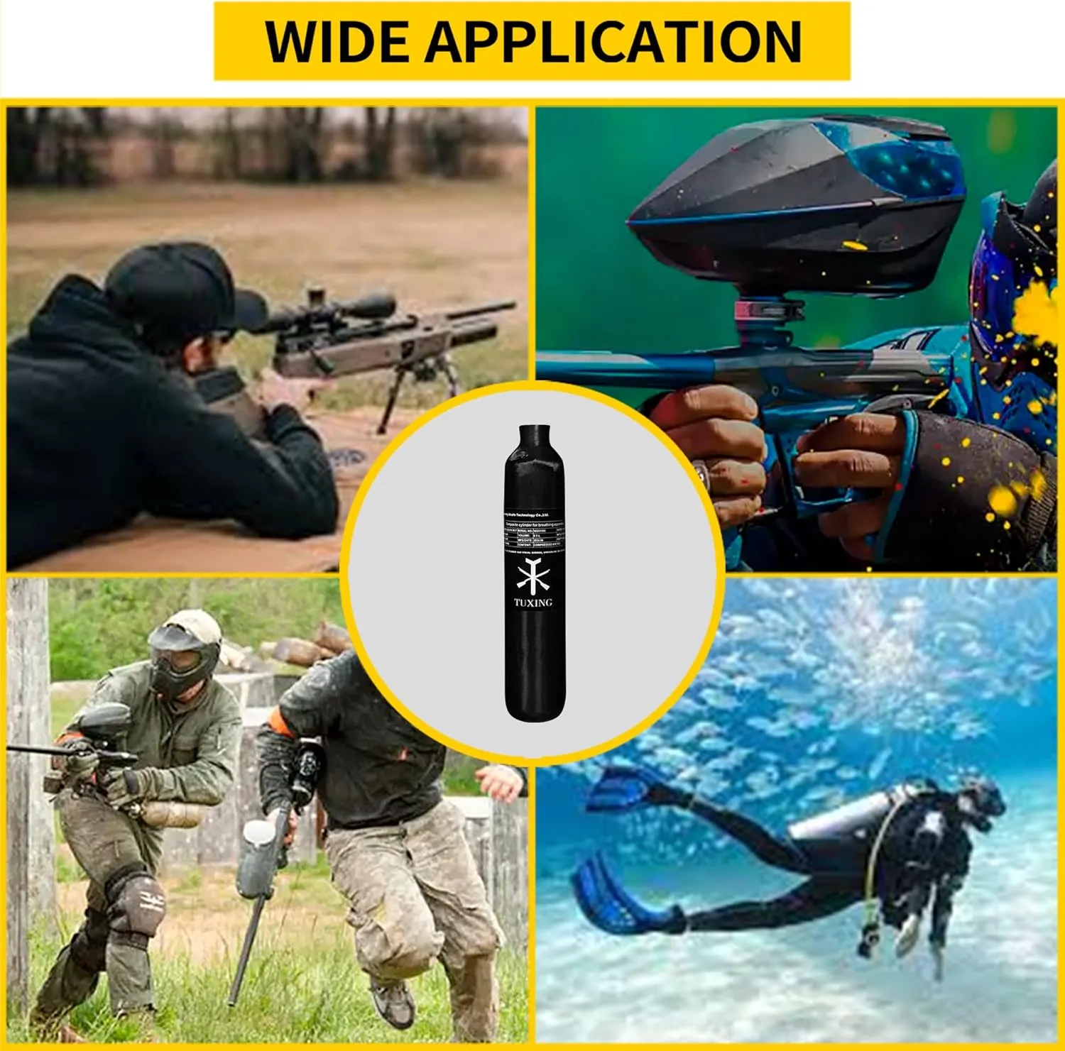 TUXING 4500Psi Pcp Air Tank 0.5L 31Cu in 500cc Carbon Fiber HPA Tank,Gas Cylinder,Paintball Hunting for PCP Air Rifle Gun Daystate and FX Thread M18 * 1.5