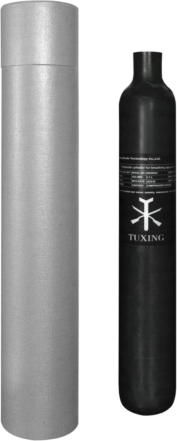 TUXING 4500Psi Pcp Air Tank 0.7L 42Cu in 700cc Carbon Fiber HPA Tank,Gas Cylinder,Paintball Hunting for PCP Air Rifle Gun Daystate and FX Thread M18 * 1.5