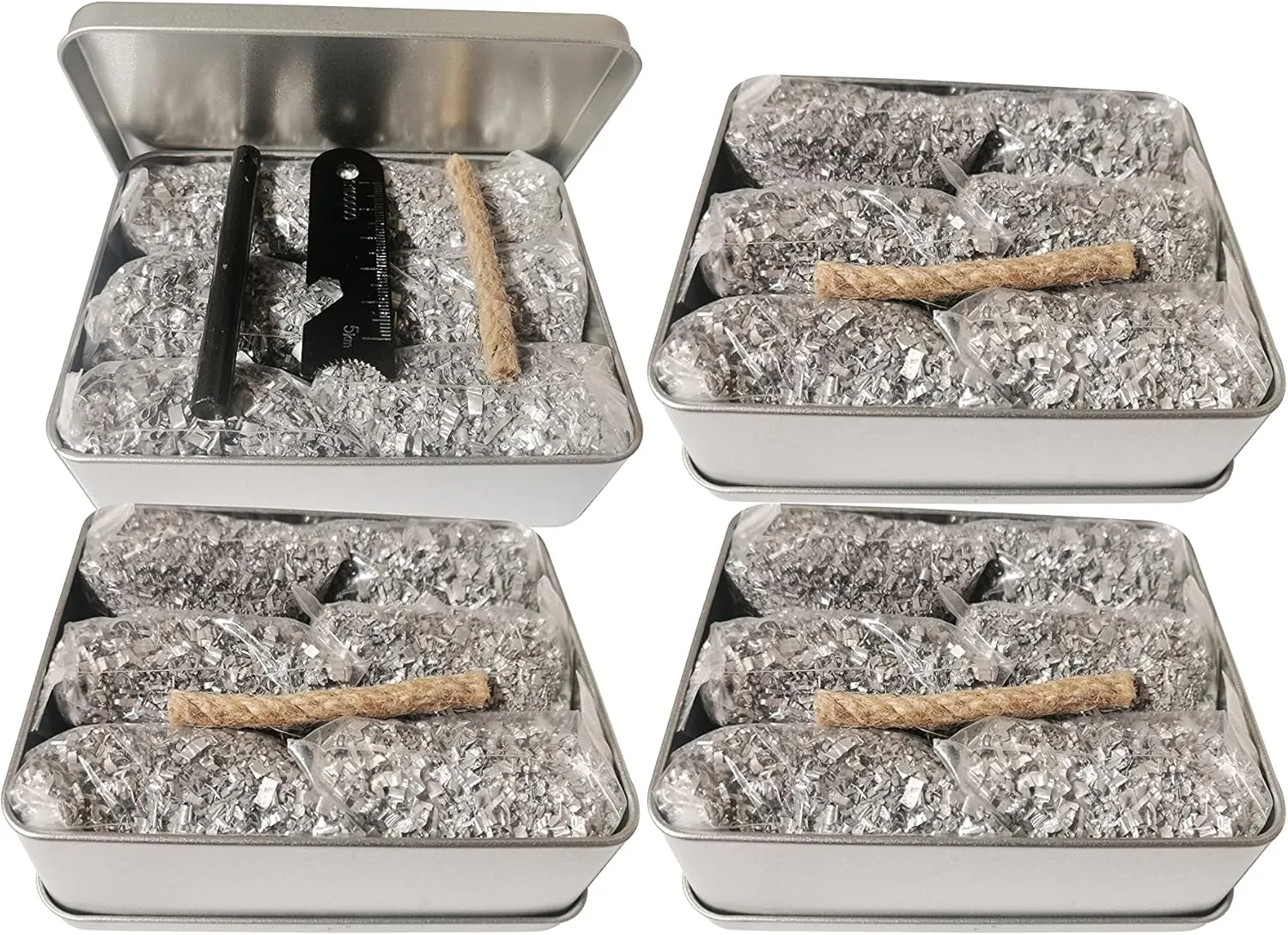 Ultimate Survival Fire Starter Kit – 3.15" Ferro Rod, Striker, 6 Magnesium Bags, Waxed Jute Rope & Waterproof Tin Box – All-Weather Emergency Gear for Camping, Hiking, Bushcraft
