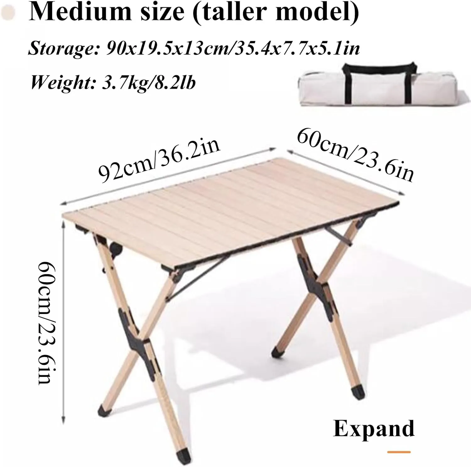 Ultra-Light Camping Table Folding Camping Picnic Table Compact Frame Camping Table Roll Up Table Top with Carry Bag for Camp